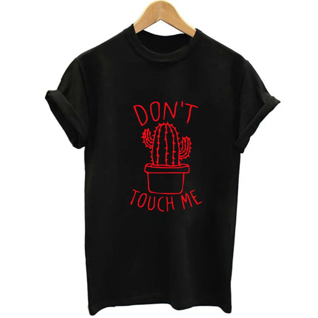 Harajuku футболка С КАКТУСОМ модная с надписью Don't Touch Me Женская Повседневная