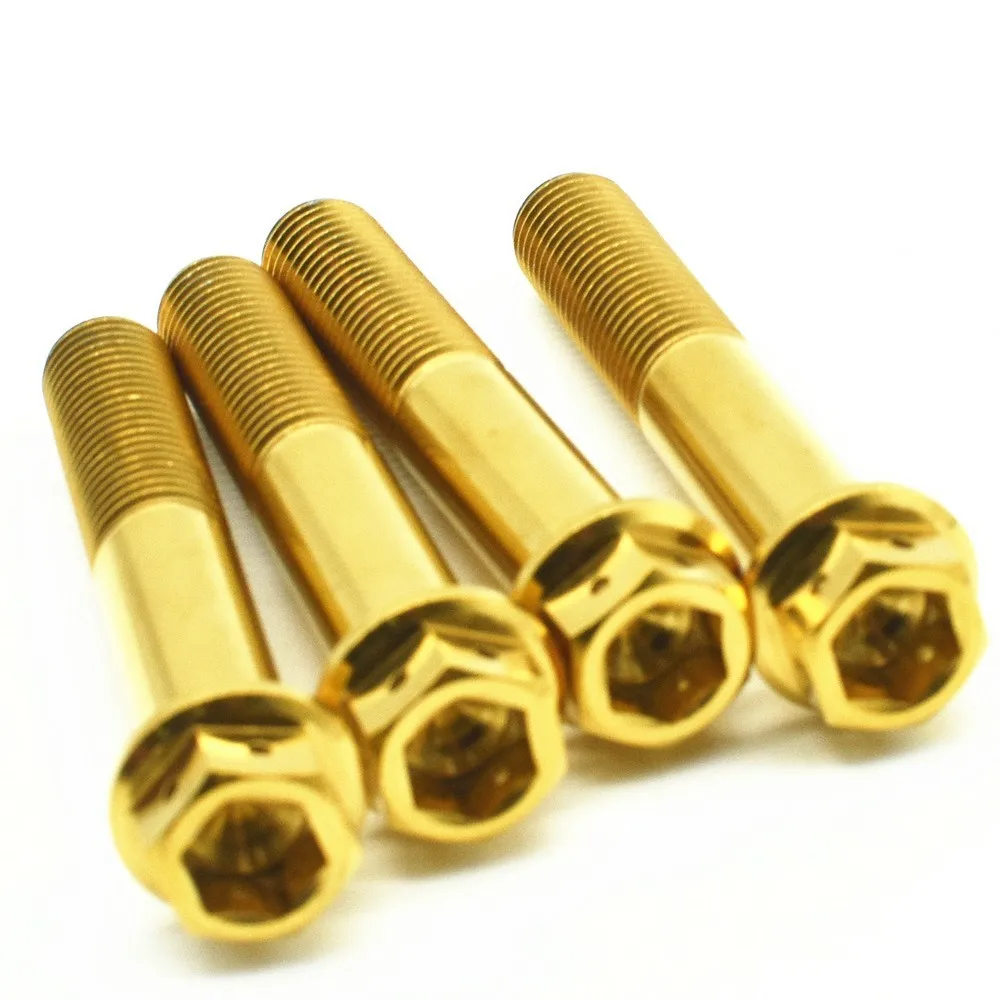 Титановые Болты M10 20 30 35 40 50 мм MTB золотого цвета с двойным приводом полым фланцем