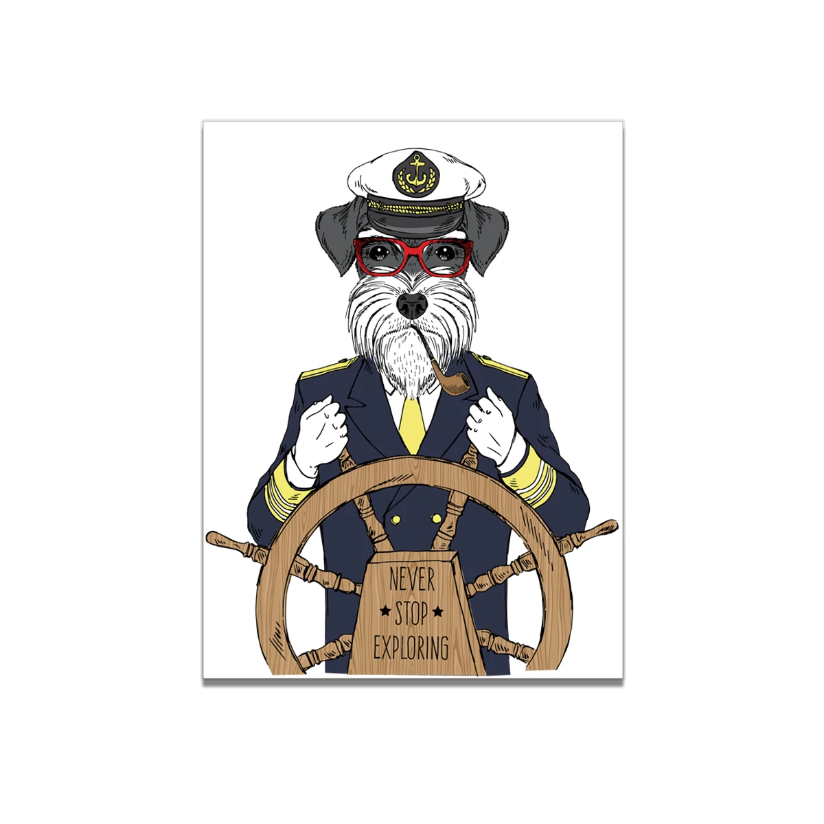 Modern Pet Pug Dog Captain Canvas Painting Poster Picture Living Room Wall Home Art Decor | Дом и сад