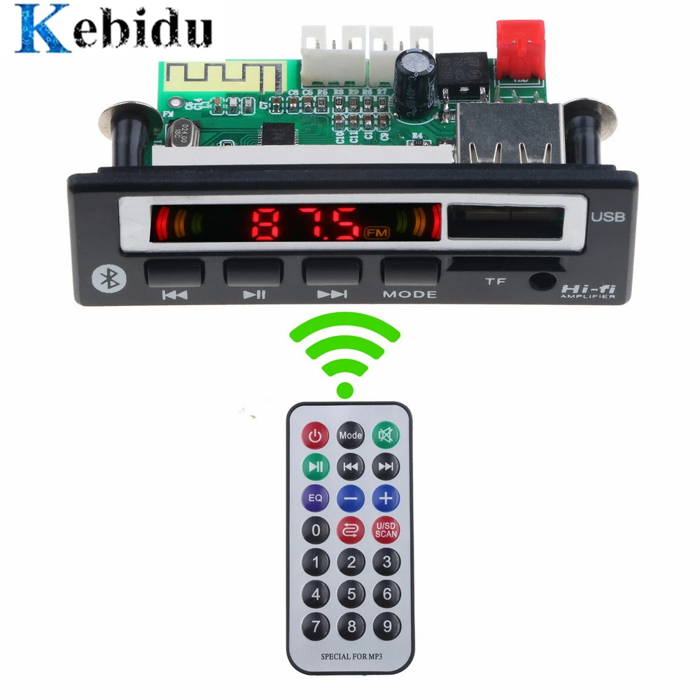 KEBIDU Bluetooth 5 0 MP3 WMA WAV декодер плата в 12 В беспроводной аудио модуль цветной экран USB TF