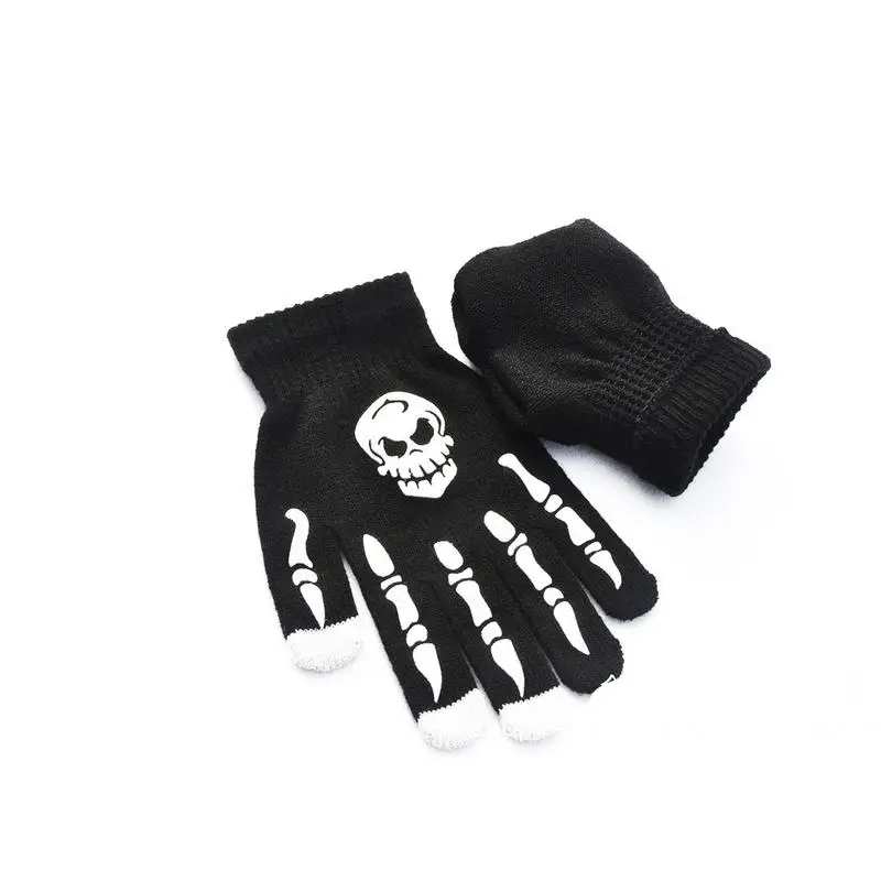 2019 вязаные перчатки для Хэллоуина унисекс с принтом скелета вечерние