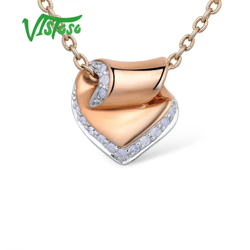 Золотые подвески visoso для женщин подлинные 14K 585 розовое золото сверкающие