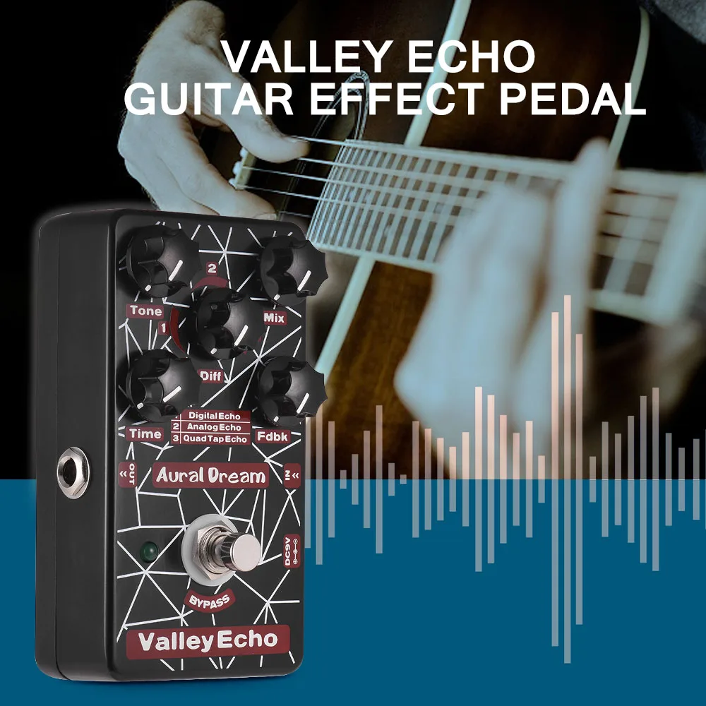 

Valley Echo Guitar Effect Pedal 3 Echo Modes Guitar Pedal Aluminum Alloy Shell True Bypass Guitar Parts & Accessories