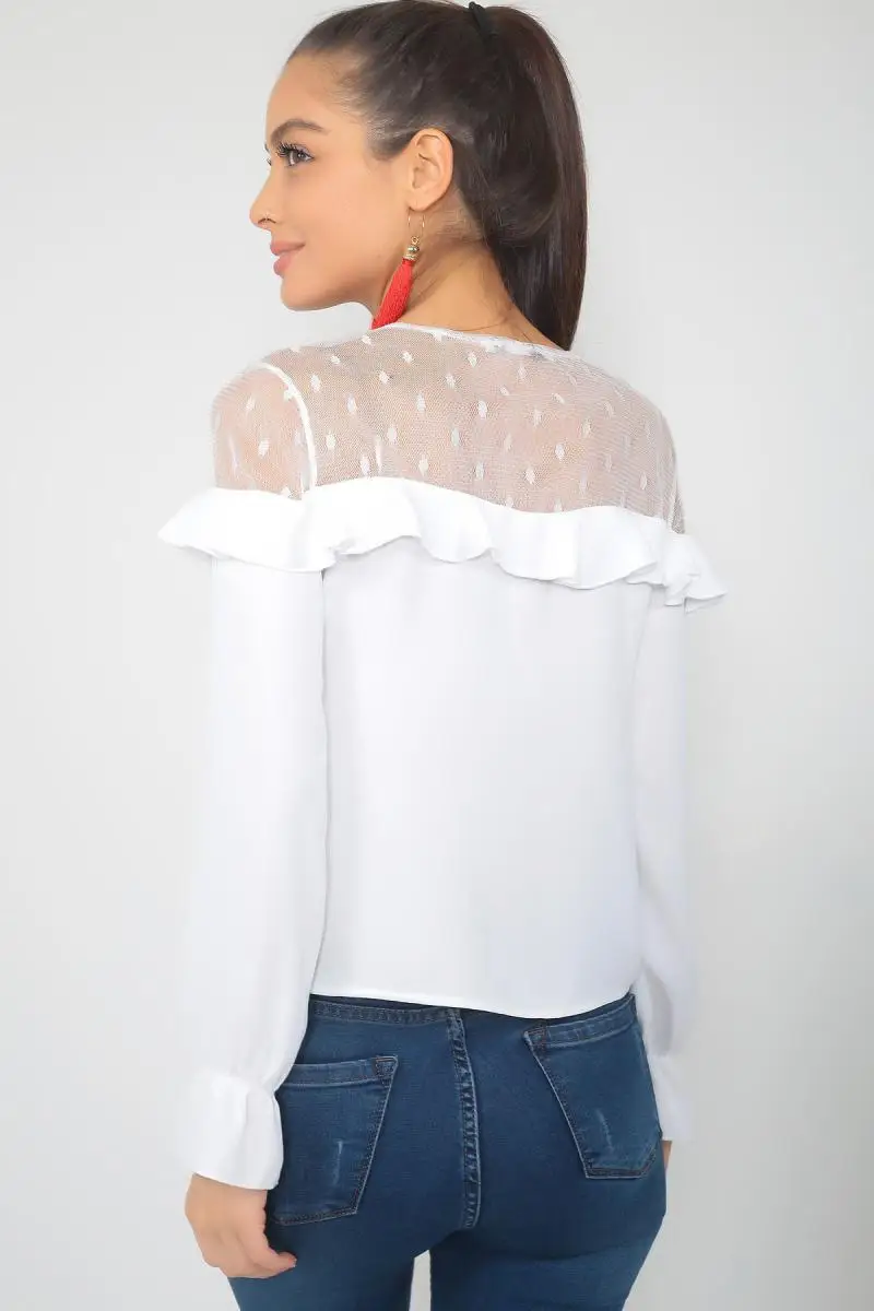 Size private respect Women Ecru Robası Tulle Lycra Blouse S-18K2670013 |