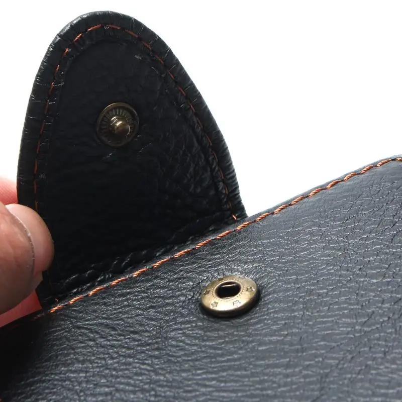 Black Color Man Vintage Wallet With Button Men's Genuine Leather Retro Wallets | Багаж и сумки
