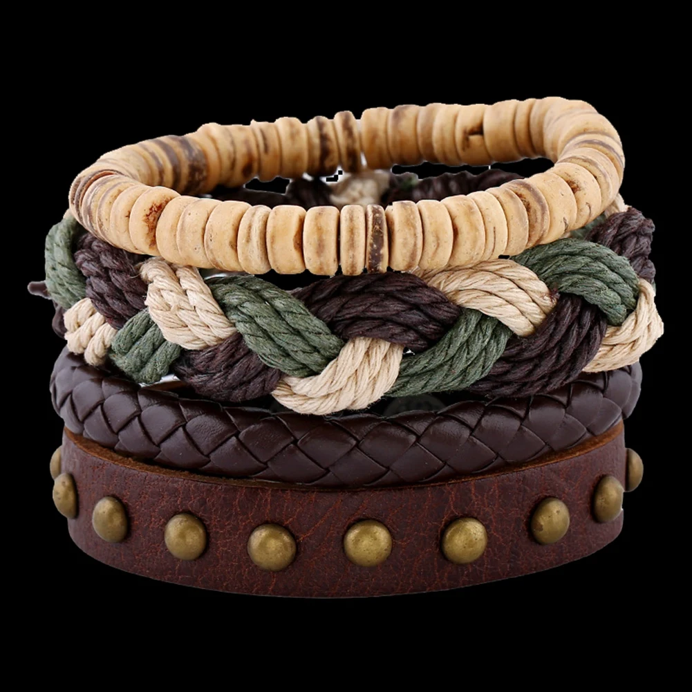 4 шт./компл. Ретро стиль ручная работа плетение Воловья пеньковая веревка бусины