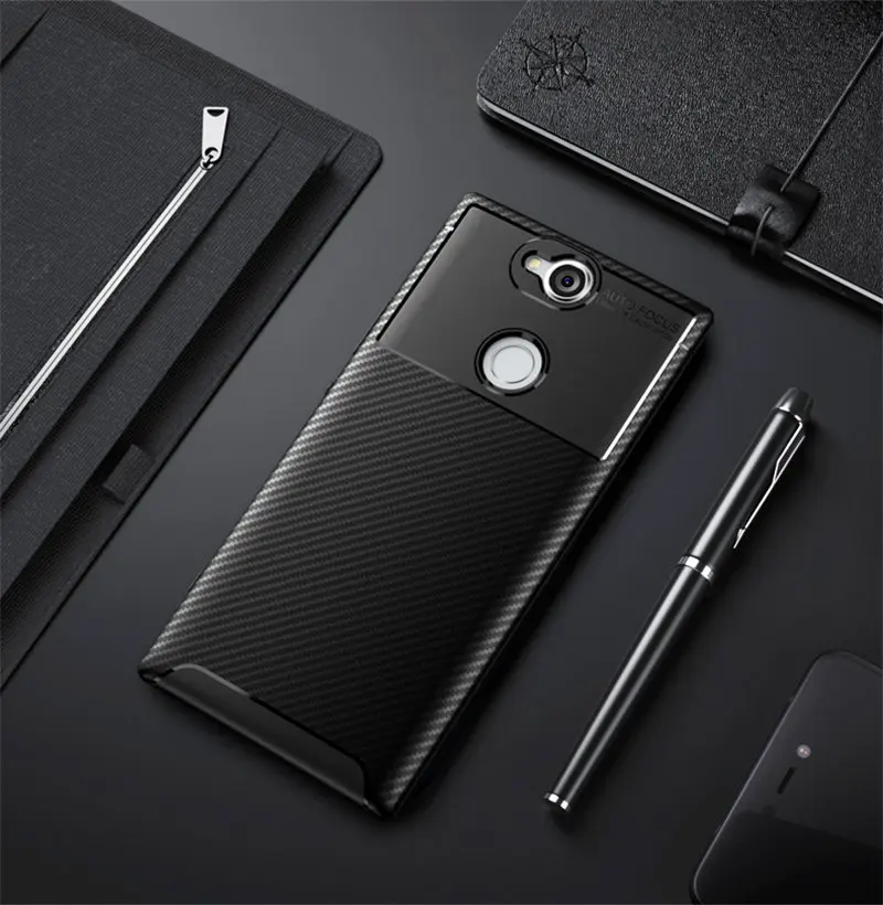 For Sony XA 2 XA2 Plus Case Colored Carbon Fiber TPU Silicone Skin Back Cover Phone for Xperia Soft Protector | Мобильные телефоны