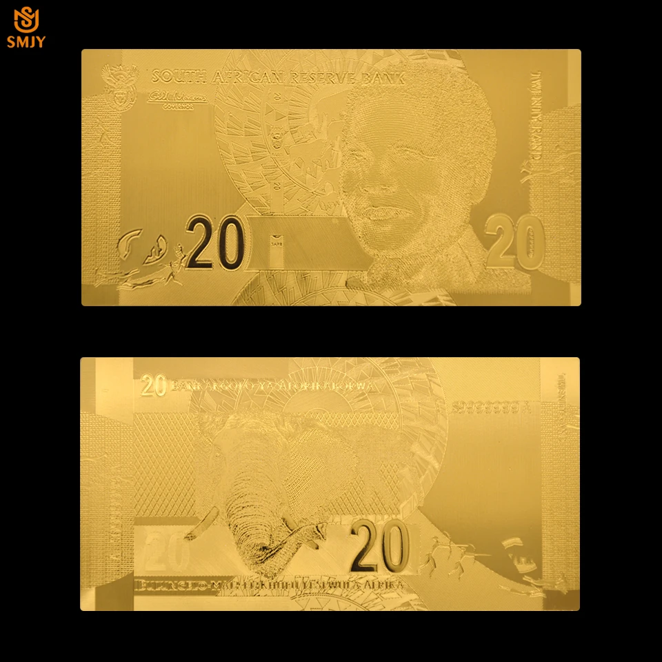 10 шт./лот Южная африканская золотая банкнота 20 Ранд фальшивый счет 24k