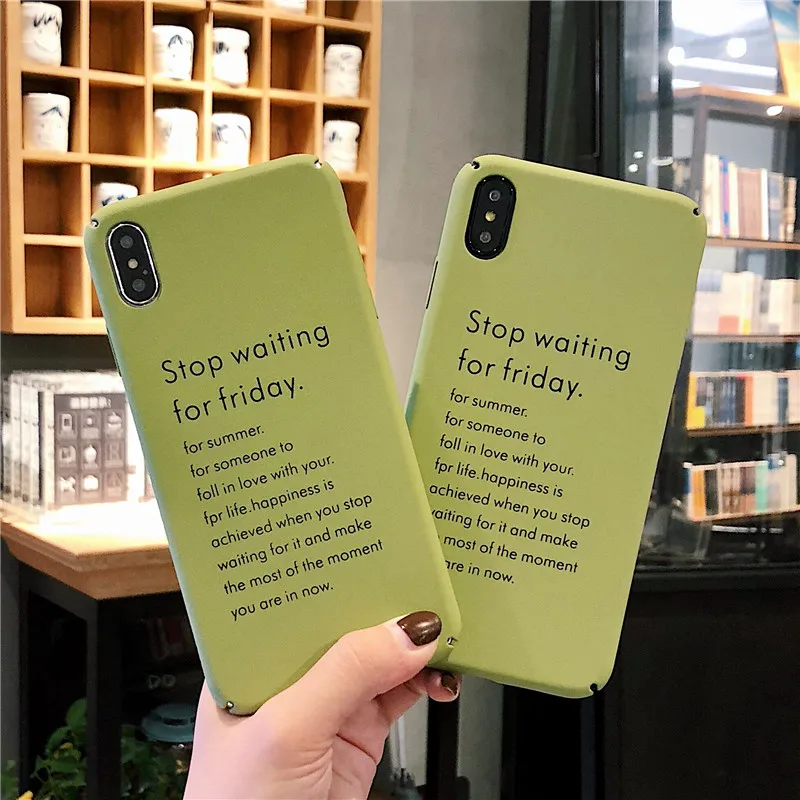 Lovebay Phone Case For iPhone 6 6s 7 8 Plus X XR XS Max Fashion Cute Cartoon Letter Matcha Green Hard PC |