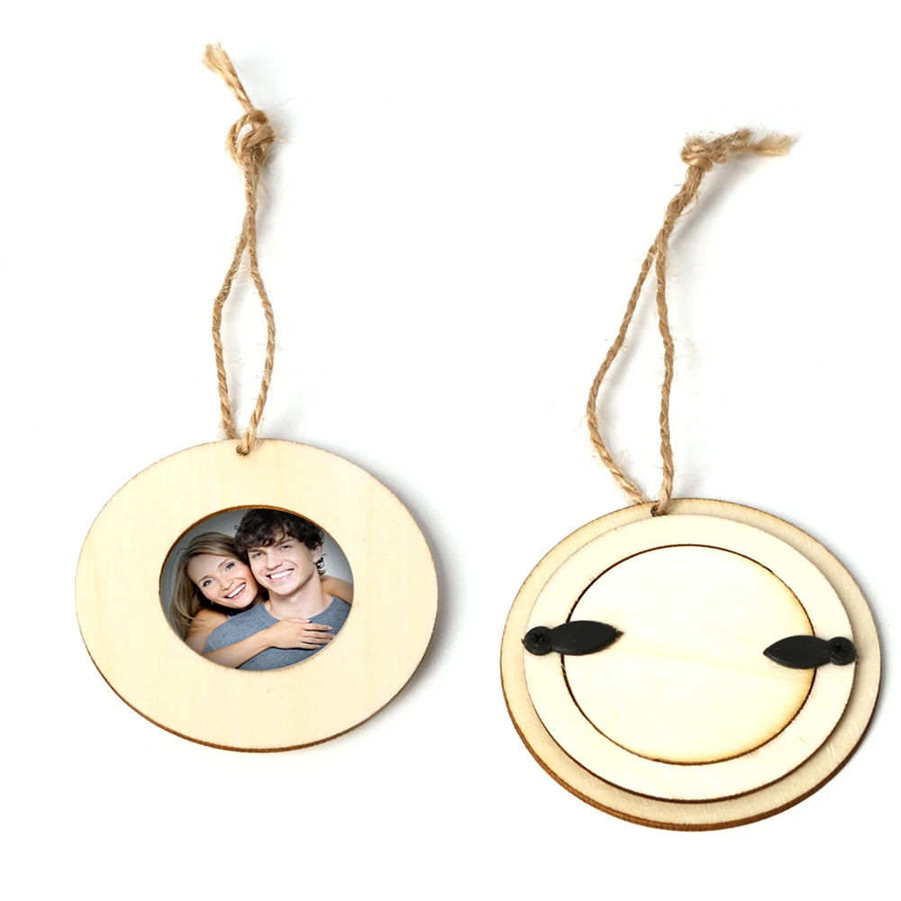 Мини Круглая деревянная фоторамка для фотографий подвесное украшение стен дома