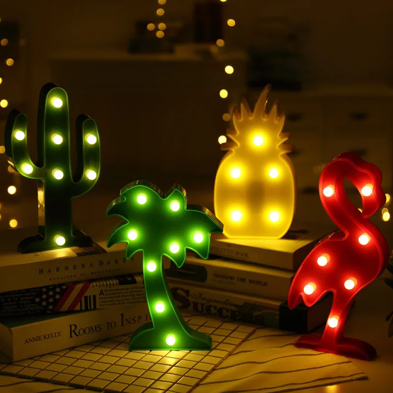 Новинка Светодиодный украшения luminaria-де-меса единорог Фламинго Сердце радуги