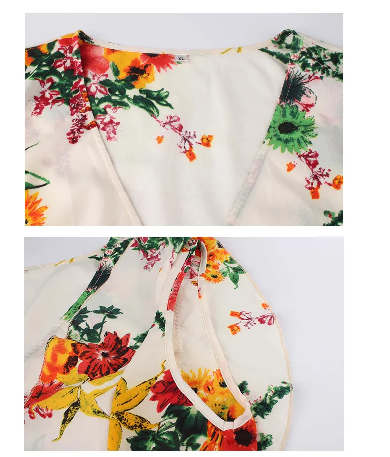 MagicPark XL-4XL Women Summer Tee Dress Vintage Sleeveless Cross V Neck Green Sexy Floral Print 2019 Plus Size Womens Dresses | Женская