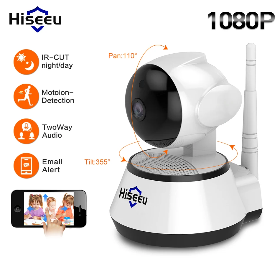Hiseeu 1080 P ip камера 2MP WiFi беспроводная безопасность мониторинг видеонаблюдение