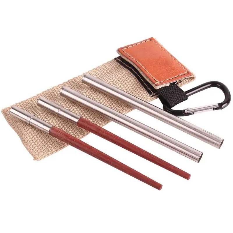 Деревянные складные палочки из нержавеющей стали 1 пара для путешествий кемпинга