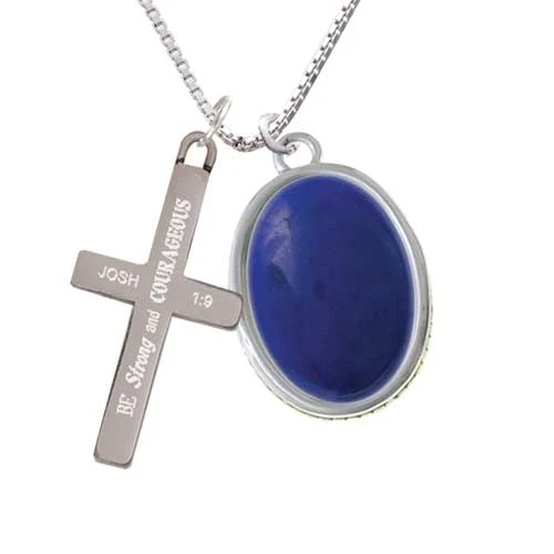 Овально доломит мрамор синий сильный и смелый крест ожерелье|Подвески| |