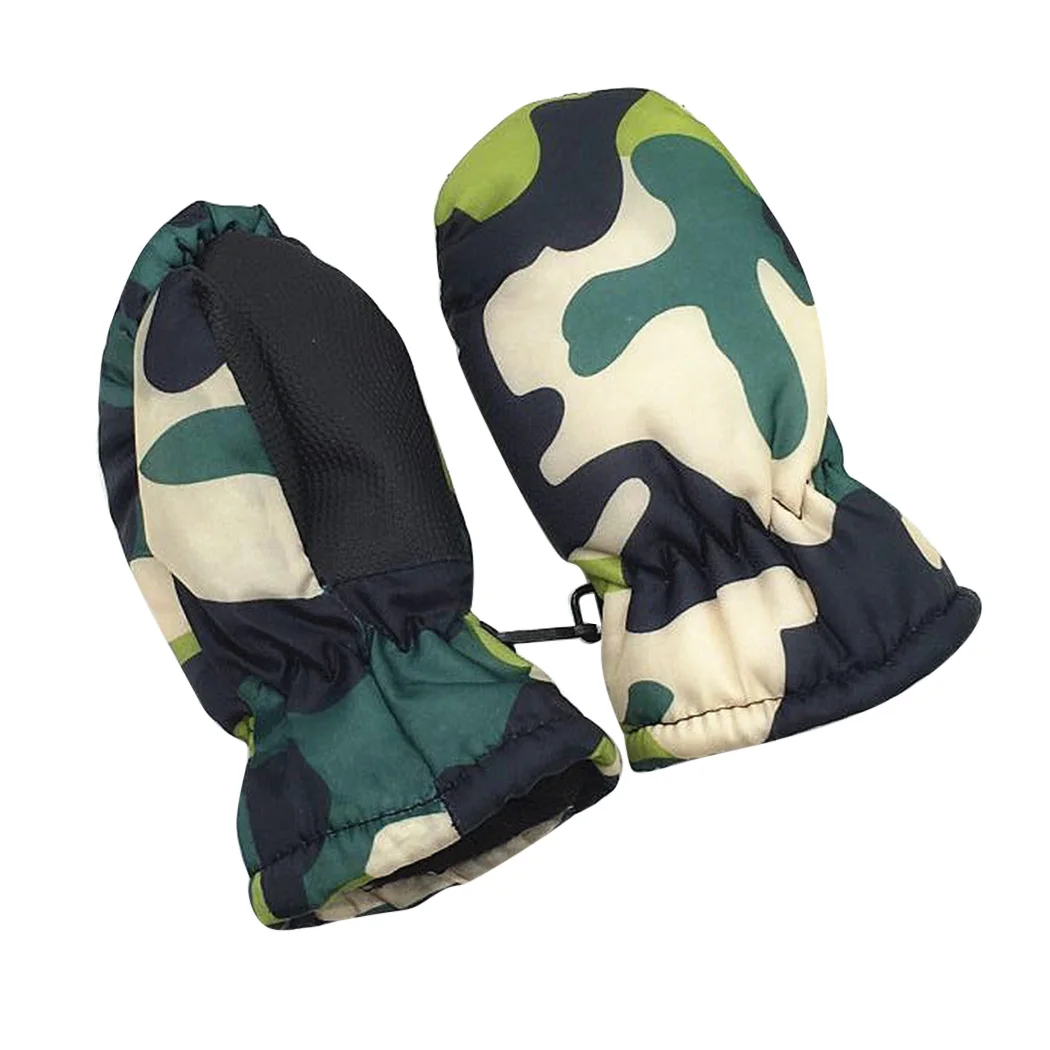 Kids Winter Camouflage Printed Ski Gloves Girls Boys Thicken Cotton Warm Mittens Child Outdoor Snow Waterproof Guantes | Аксессуары для