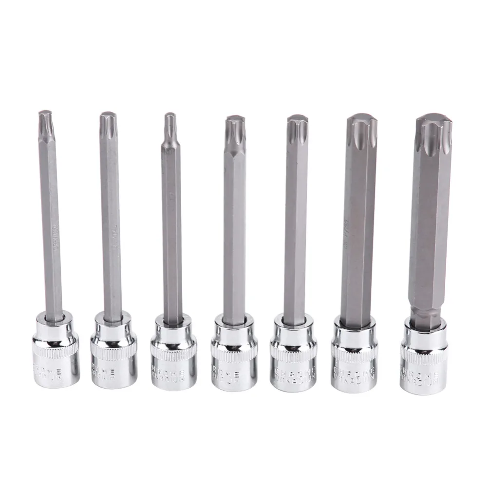 7 шт. 3/8 дюймов привод удлиненный Torx Star Bit Socket Set T25 T30 T40 T45 T50 T55 T60 хромово ванадиевая