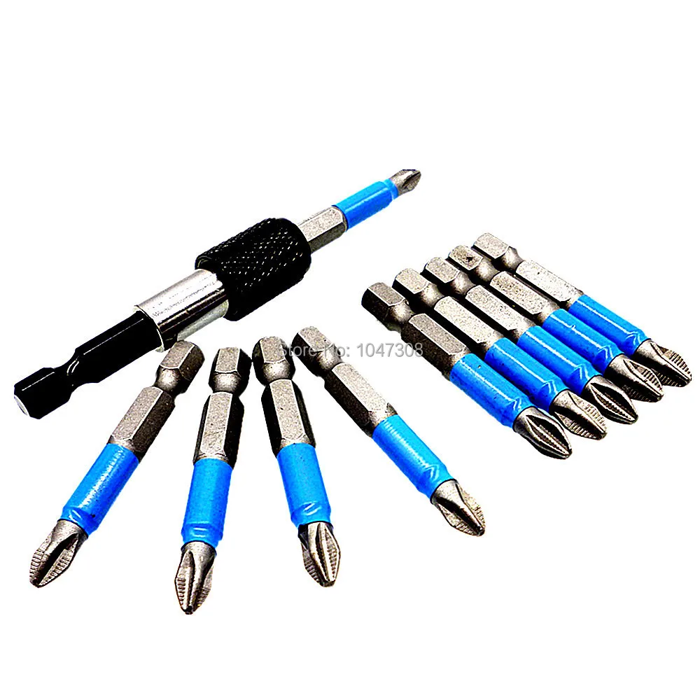 

Quick Release Magnetic 60mm Screwdriver Bit Holder + 10pcs Anti Slip Phillips Screwdriver Bits 1/4" 6.35mm Hex Shank PH2 50mm
