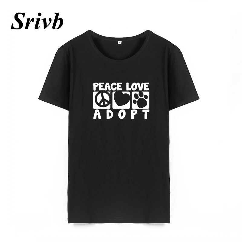 Женская хлопковая Футболка с круглым вырезом Srivb Peace Love черно белая футболка