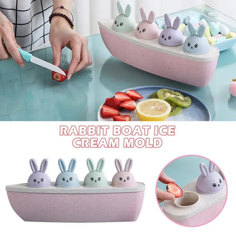 Мультфильм кролик лодка DIY замороженное мороженое плесень многоразовая домашняя
