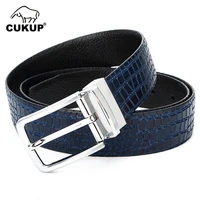 cukup 2022 new quality crocodile pattern genuine leather belts alloy clasp rotary buckle metal classic retro styles belt nck708