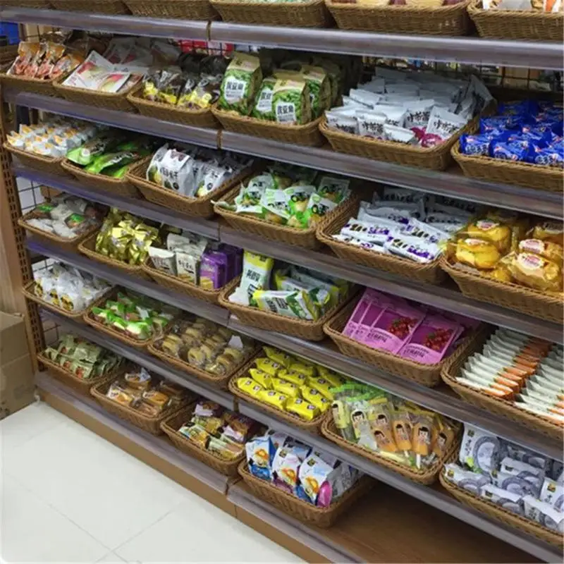 Плетеная корзина для хранения из ротанга пластиковая прямоугольная кухонная