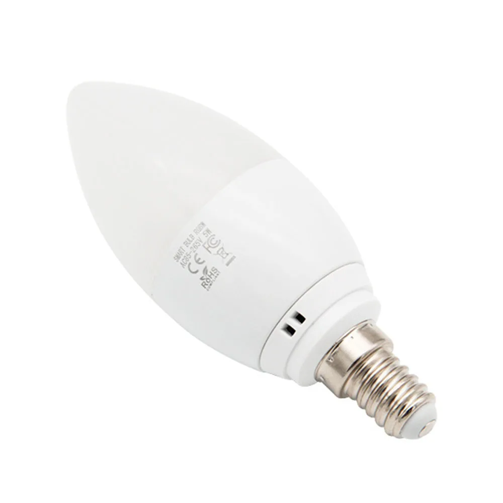 Новый смарт лампы в форме свечи Форма Светодиодная лампа E14 E27 светильник 5 Вт RGB