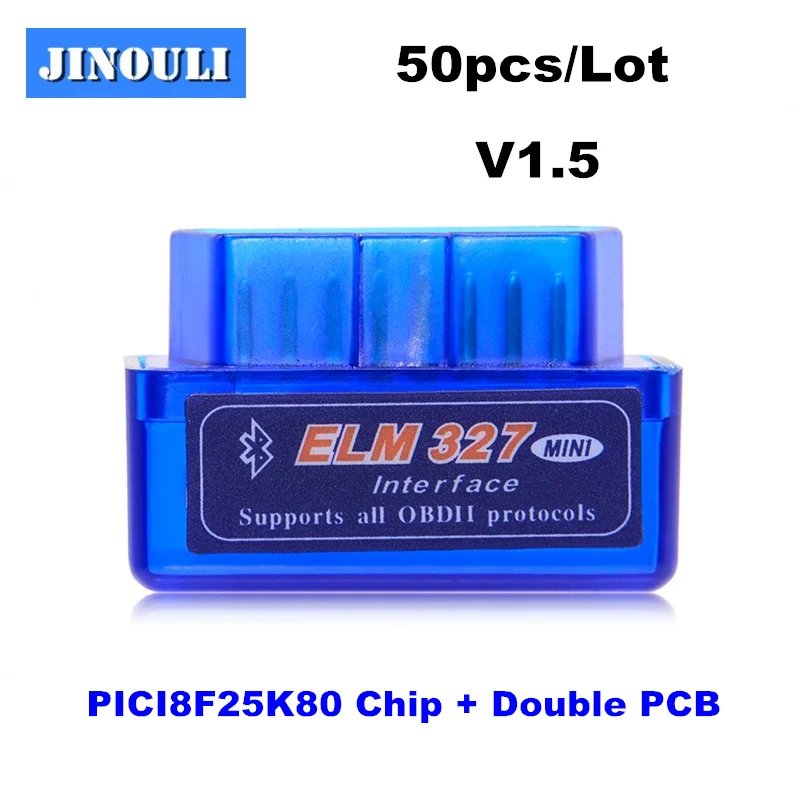50 шт. Бесплатная доставка DHL 2018 Лидер продаж новейший супер мини Elm 327 Bluetooth V1.5 чип
