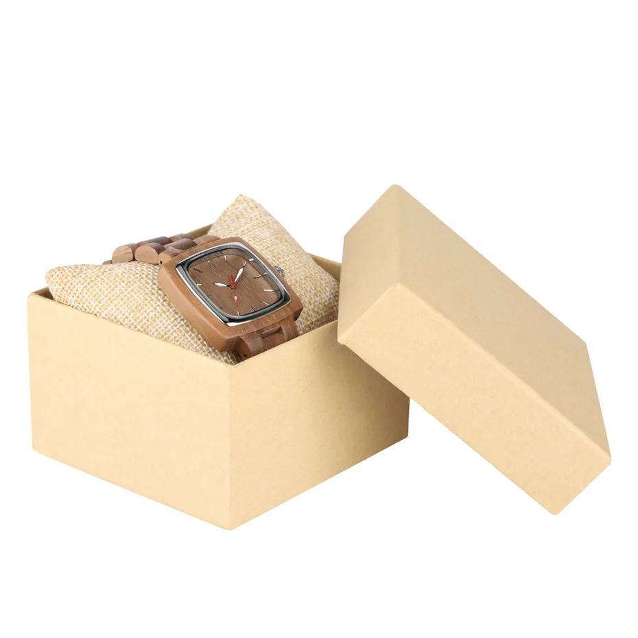 

Square Shape Dial Ladies Watches Casual Brown Wood Watch Women Wooden Band Timepieces Luxury Bracelet Clasp Female Gifts