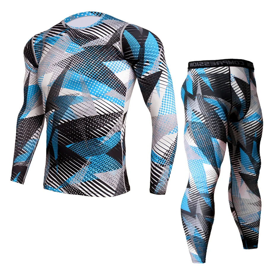 men's sportswear man running tights camouflage clothing rashgard male compression gym t-shirt MMA Clothing kit | Спорт и
