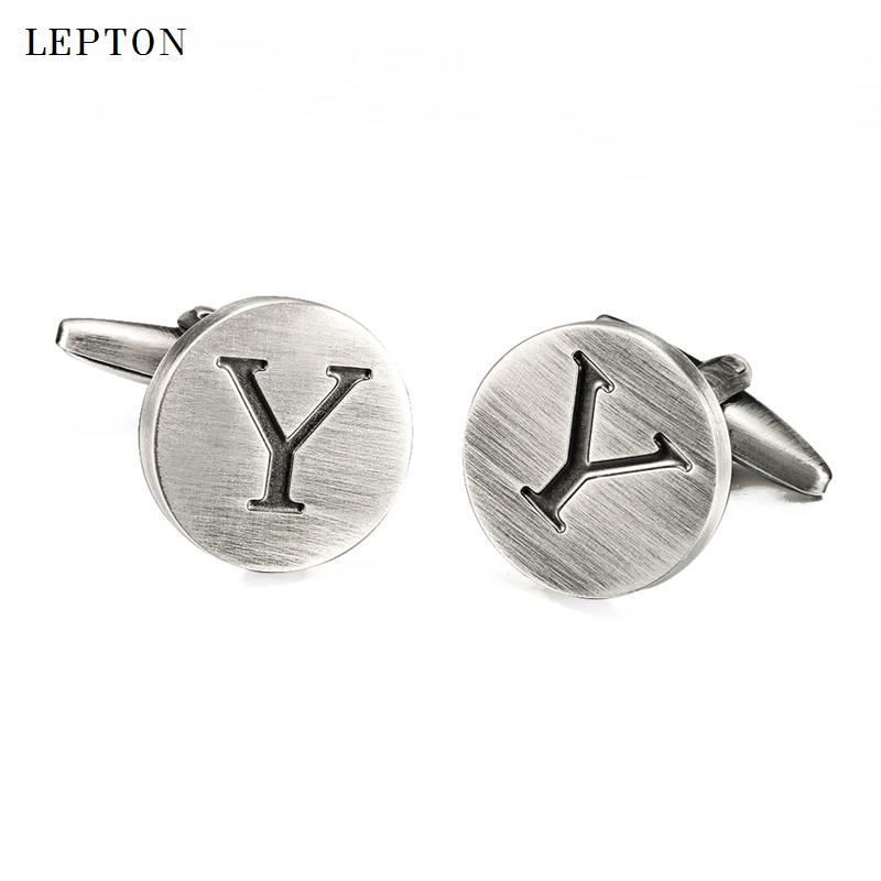 Lepton Letters of an alphabet Y Cufflinks For Mens Classic Antique Silver plated cuff links Men shirt cuffs Cufflink | Украшения и
