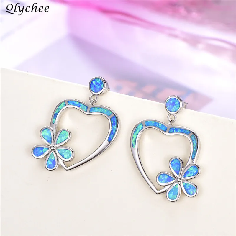 Qlychee 1 пара Мода 925 Серебряный цветок любви висящие серьги для женщин Vogue модные