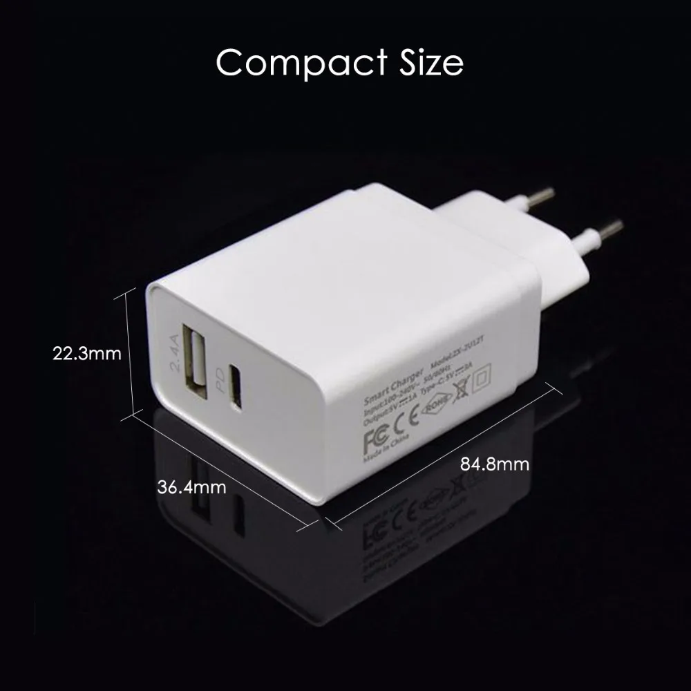 SOONHUA USB 2.4A PD зарядное устройство быстрое Тип C мощность 2 порта дорожные настенные
