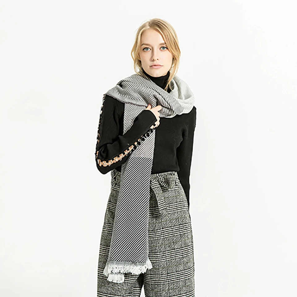 Yangdoudou зимний женский шарф акриловый Теплый утолщение кисточкой Пончо