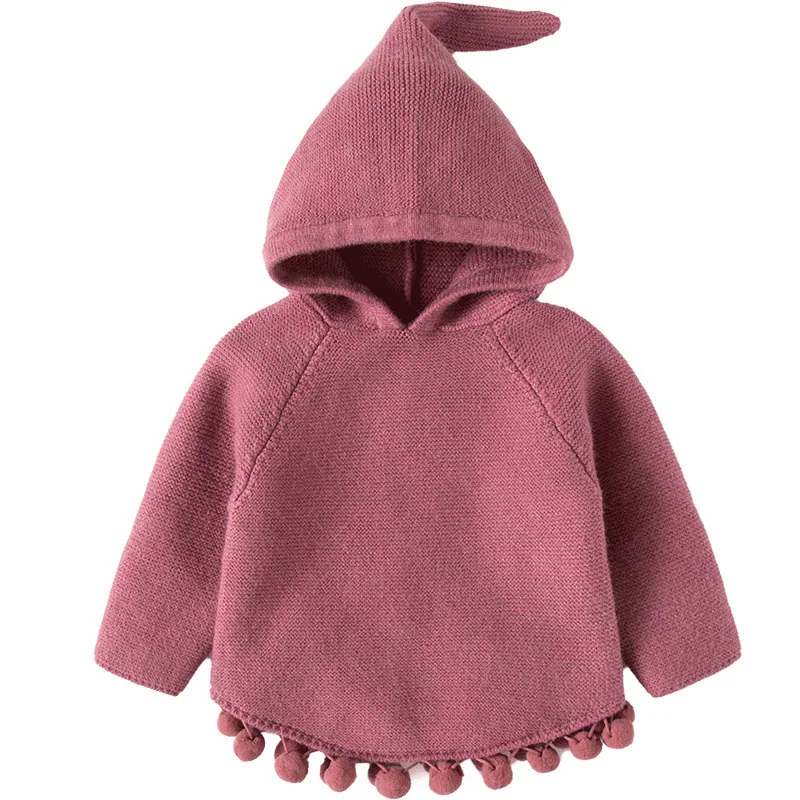 Autumn Winter Warm Soft Children's Sweaters Pullover 2018 Hooded Toddler Girls Knitted Sweater Casual Baby Little | Детская одежда
