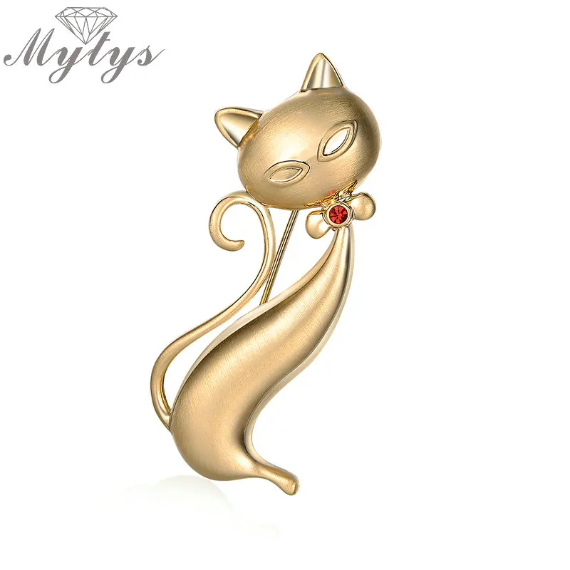 Mytys Милые Броши для кошек женщин желтый золотой цвет Милая брошь модный дизайн X270