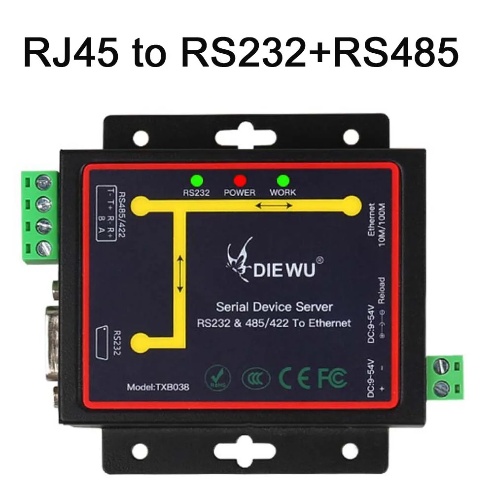 Промышленная серия Modbus RS232 RS485 RS422 в Ethernet конвертер устройства сервера TCP/RTU/UDP RJ45 +