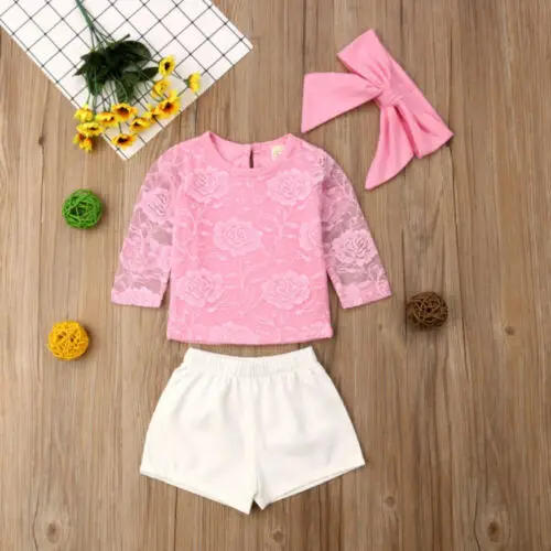 Canis/летний комплект одежды из 3 предметов для новорожденных девочек розовые