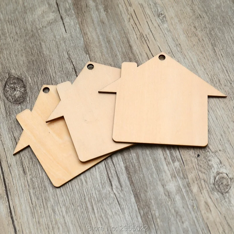 Деревянный дом вырезать Незаконченные DIY Семейные бирки фотообои форма