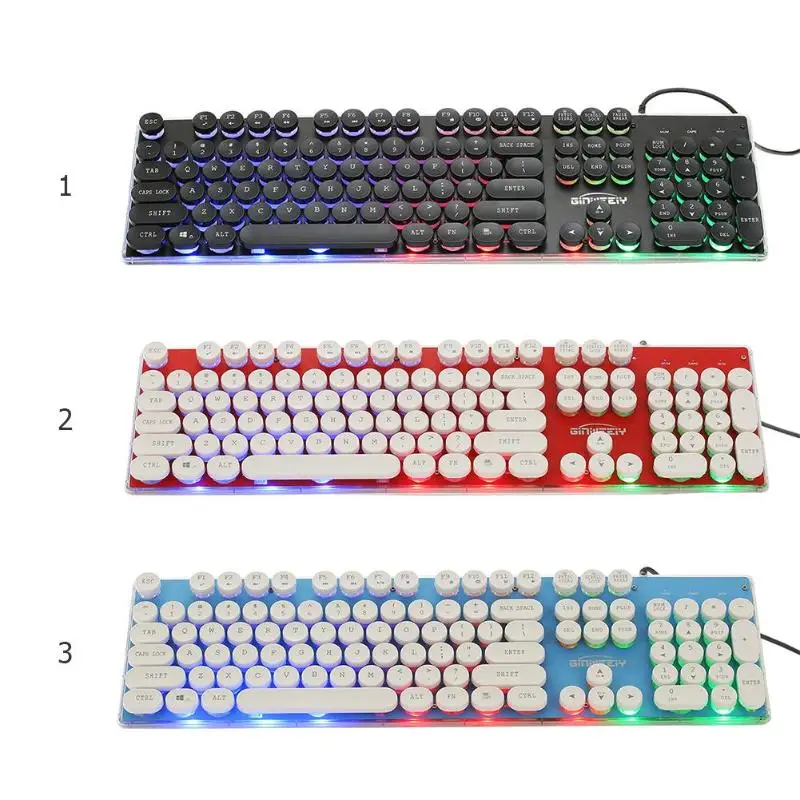 104 ключа стимпанк игровая клавиатура RGB с подсветкой Механическая USB Проводная