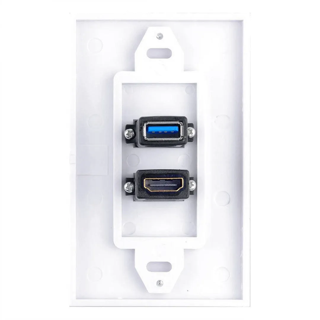 Новый стиль 1x 2 порта HDMI + USB 3 0 женская настенная пластина Панель розетка