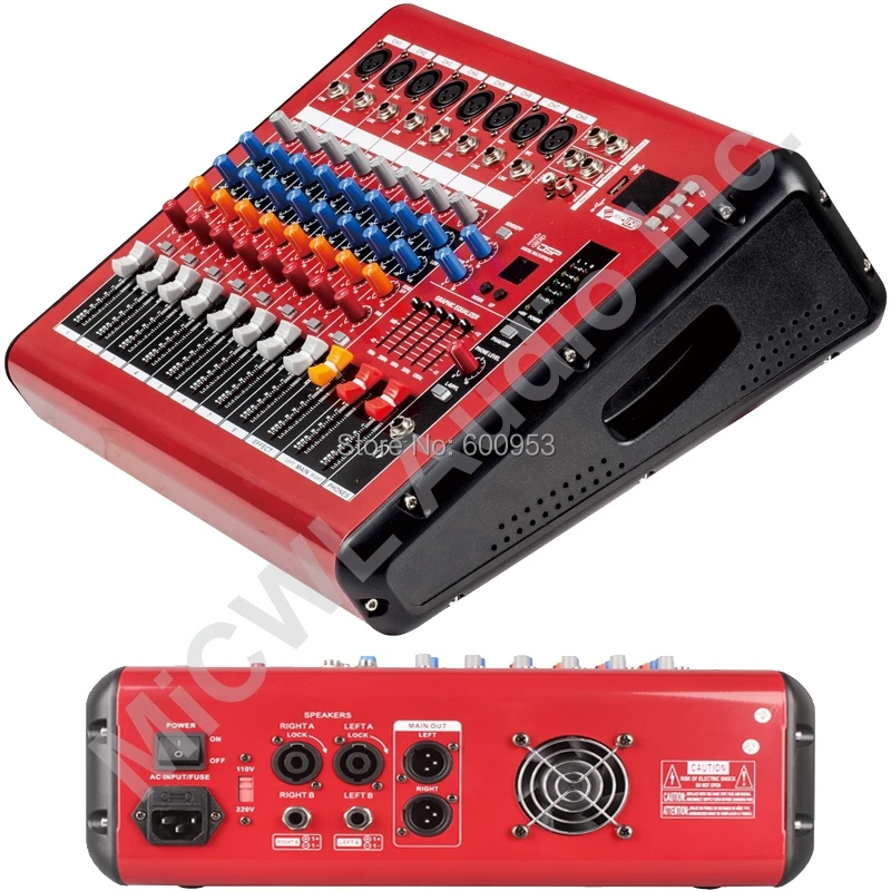

Red 800W watt 8 Channel Karaoke Stage Power Mixer Mixing Console Sound Voice Processor Wireless Bluetooth PMR801-AMP