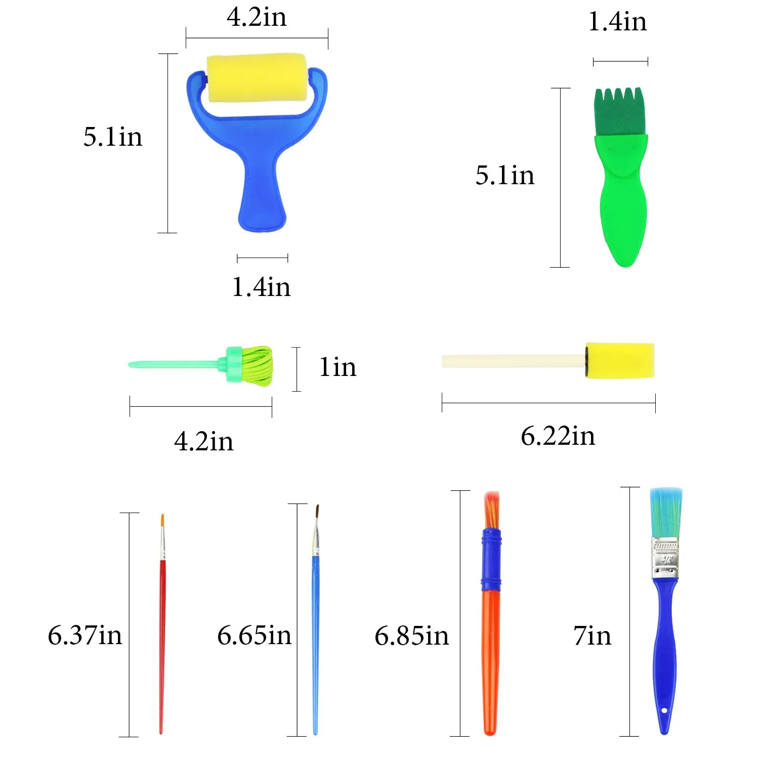 

42pcs Kids Early Learning Sponge Painting Brushes Kit,Sponge Drawing Shapes Paint Craft Brushes For Toddlers Assorted
