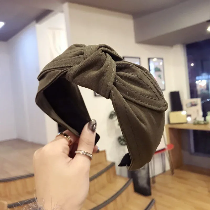 Simple Solid Color Fabric Headbands for Women Knotted Hair Bow Bunny Ears Hairband Korean Accessories Decorations Girls |