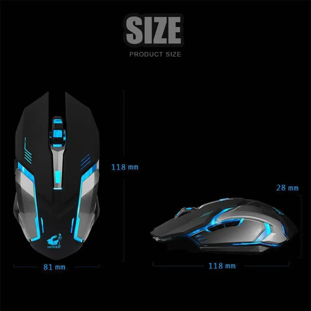 

Rechargeable Wireless Gaming Mouse X7 LED Backlit Breath Comfort Gamer Mice Optical Ergonomic USB Mouse for Computer Desktop PC