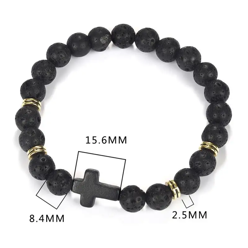 YAKAMOZ Simple Classic Stone Bead Charm Cross Bracelets for Men Handmade Boho Jewelry Gift Prayer Fitness Pulseira Feminina | Украшения и