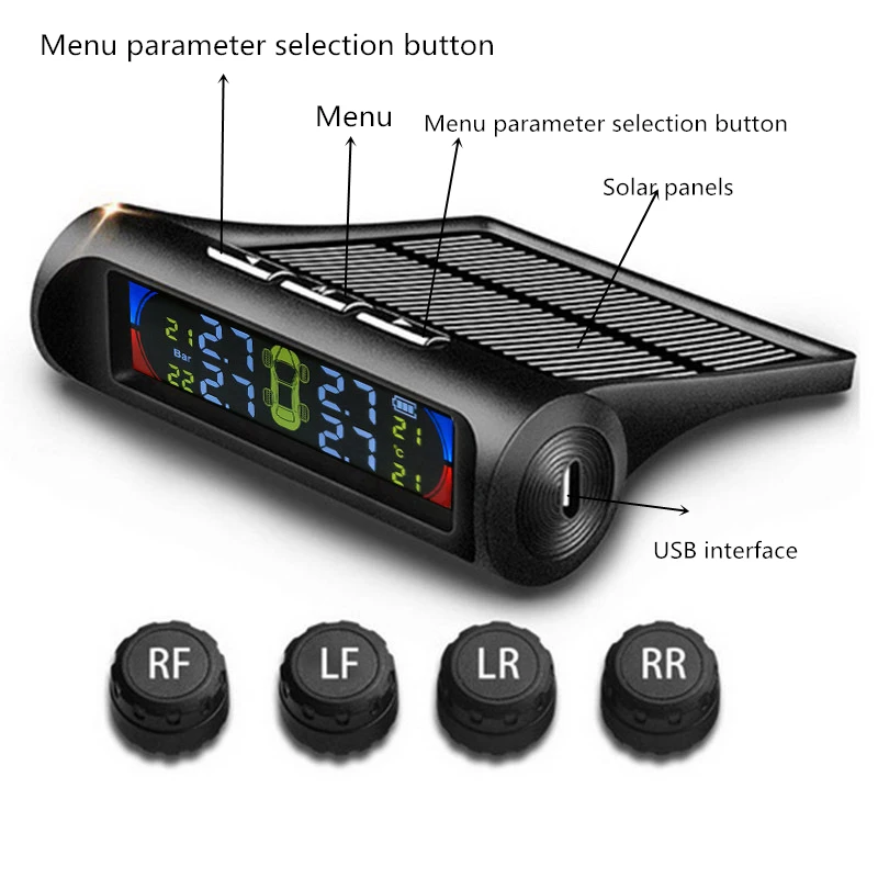 Система контроля давления в шинах TPMS на солнечной батарее датчик с датчиком