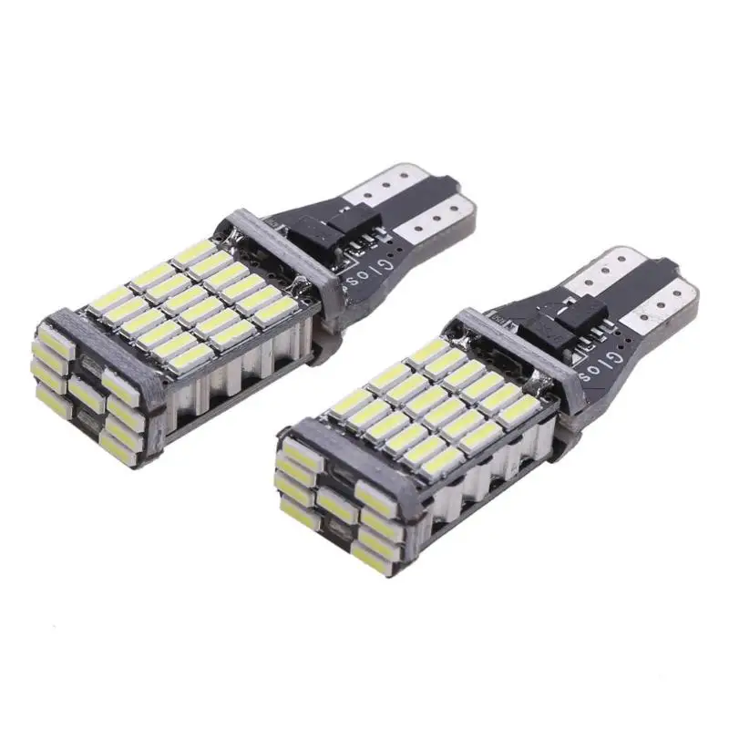 Светодиодный фонарь заднего хода T15 W16W 2 шт. 920 921 912 Canbus 4014 45SMD высокий светильник
