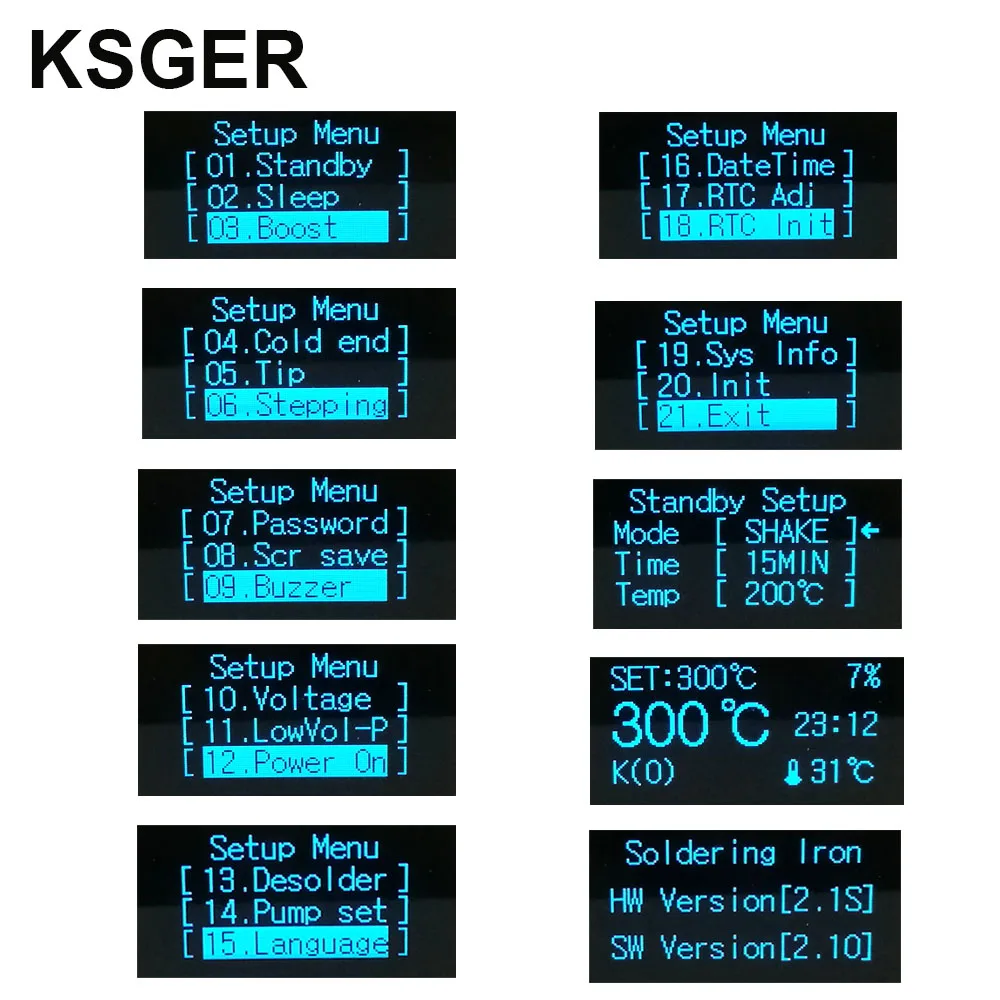 KSGER T12 паяльная станция STM32 V2.1S OLED сварочные инструменты для пайки наконечники