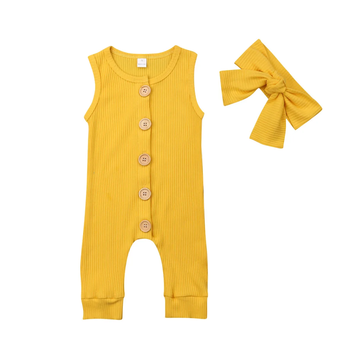 Newborn Infant Babys Girl Boy Outfit Solid Button Cotton Romper Jumpsuit Clothes Set | Детская одежда и обувь